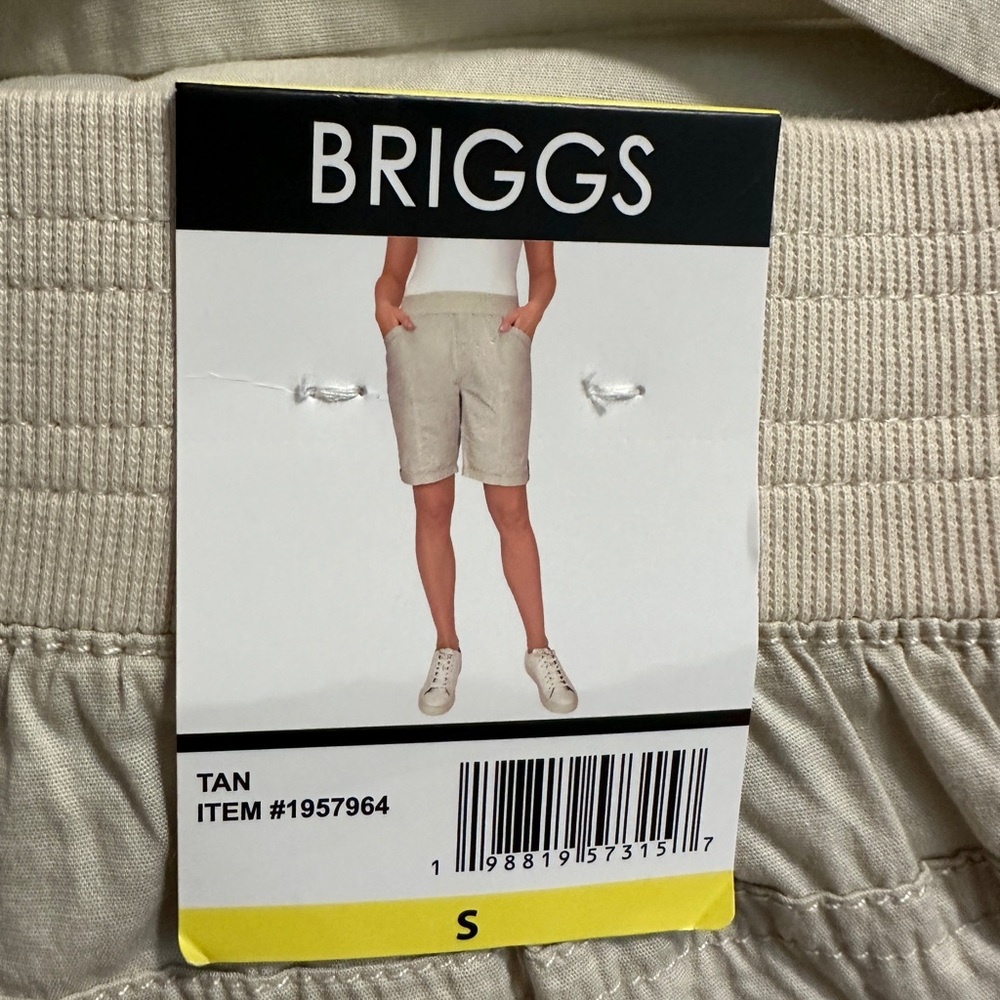 Briggs Bermuda Shorts Womens Small Tan NWT Elastic Waist